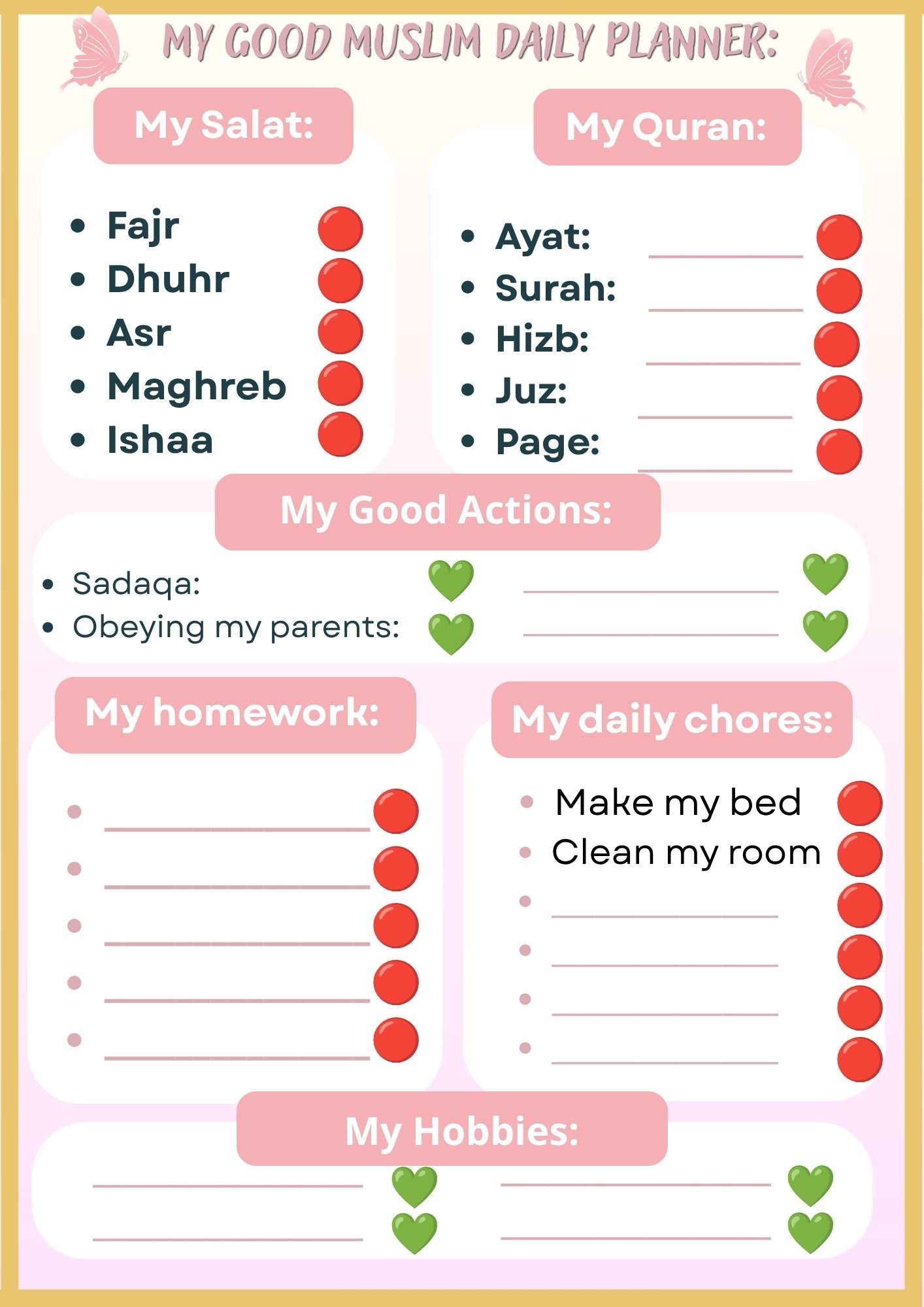 My Good Muslim Daily Planner For Girls